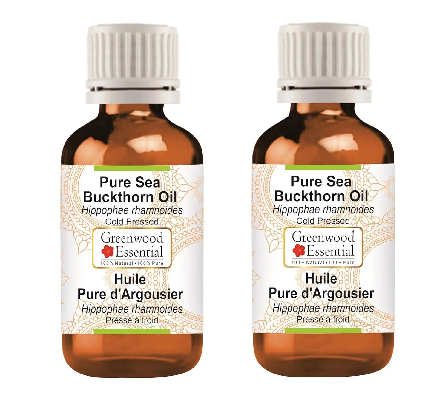 Масло для кожи, Pure Sea Sea Buckthorn Oil, Greenwood Essential, набор 2 шт., 200 мл