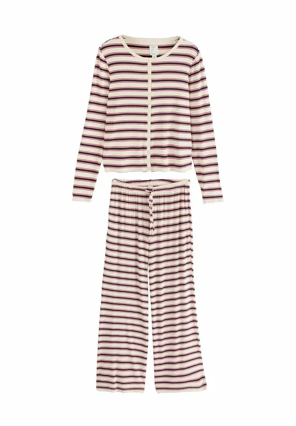 Пижамный комплект, в составе: топ с длинным рукавом и брюки, Tall fit - long sleeve set, Next, красный/синий в полоску