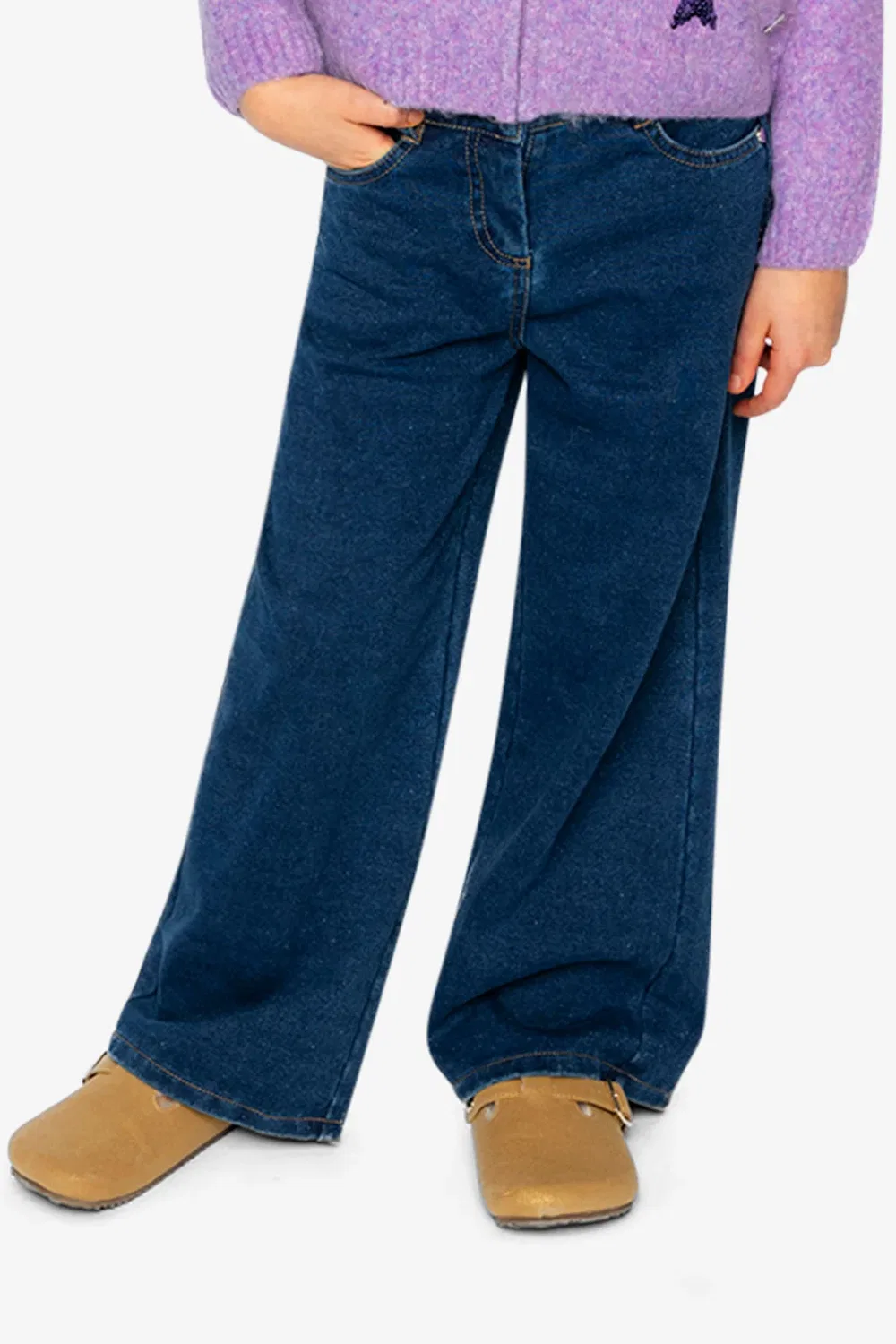 Детские леггинсы-джинсы с блеском и широкими штанинами Deux par Deux, Navy Blue Denim — фото 2