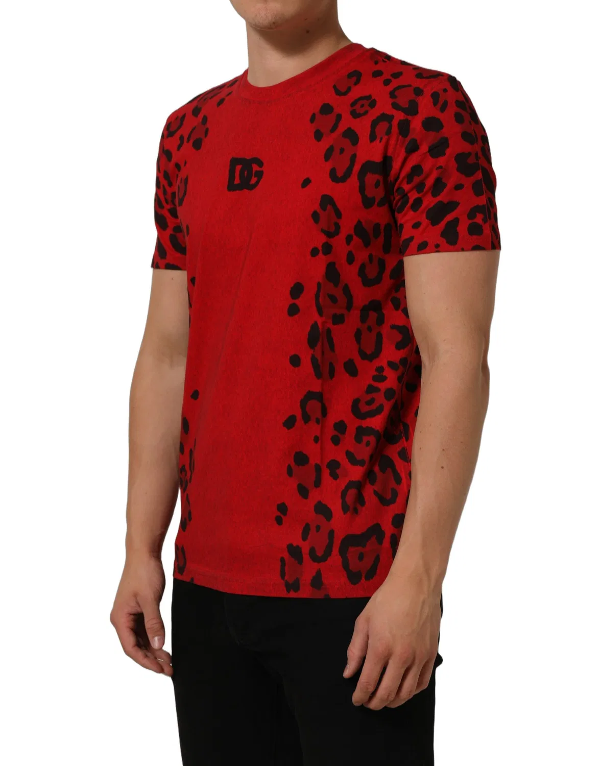 Мужская футболка с коротким рукавом с принтом леопарда Dolce & Gabbana, Black and Red — фото 4