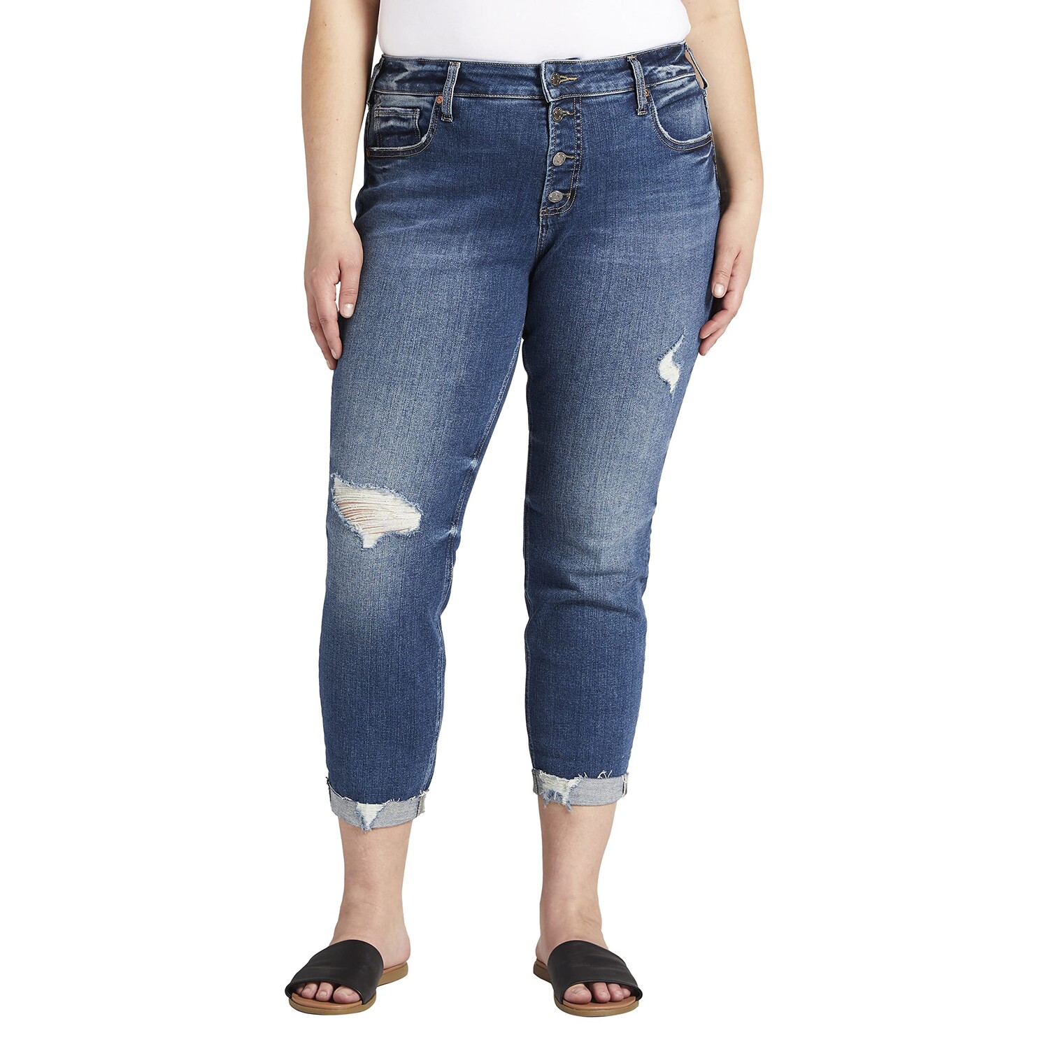 

Джинсы Silver Jeans Co., Plus Size Boyfriend Mid-Rise Slim Leg Jeans W27344EAE261