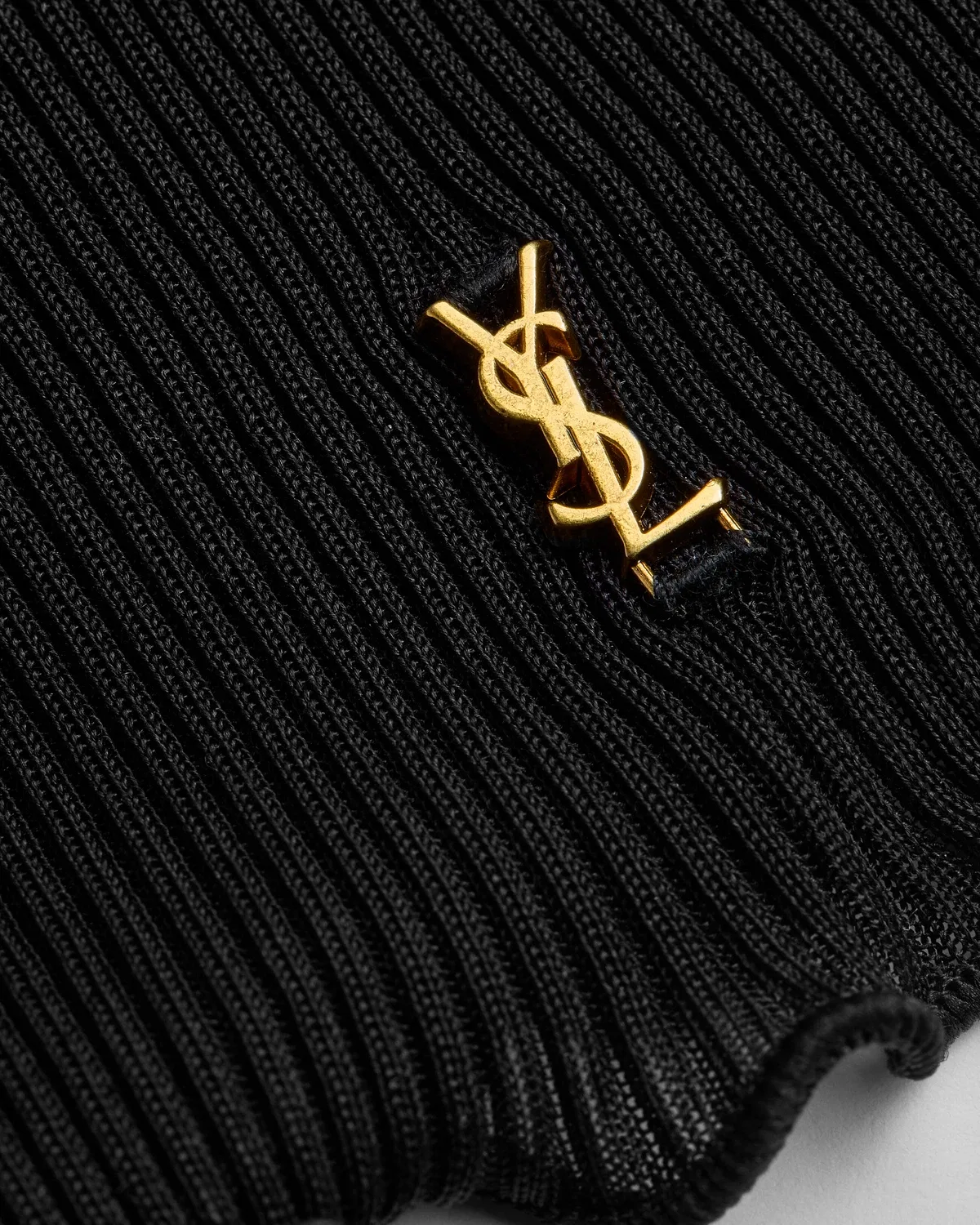 Топ CASSANDRE с кружевными манжетами из ребристого шелкового джерси SAINT LAURENT, черный — фото 3