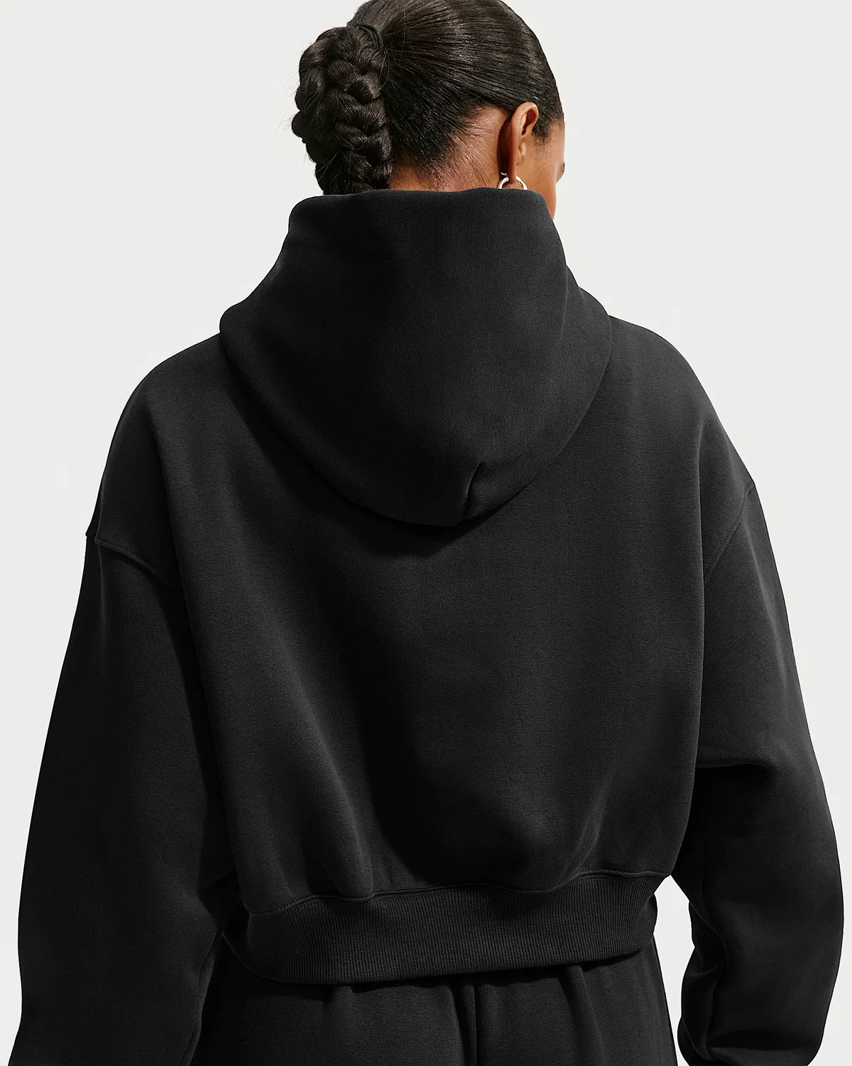 Женский оверсайз-кроп хенли худи Nike Sportswear Phoenix Fleece, Black/Sail — фото 2