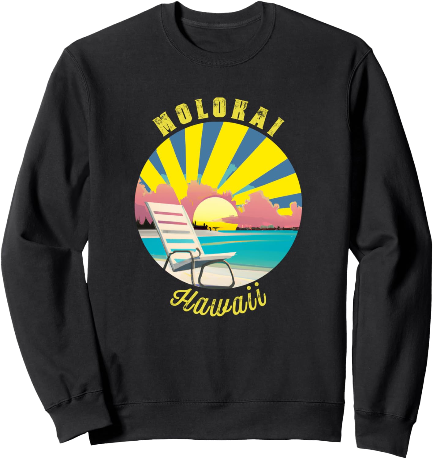 

Толстовка с ретро-принтом «Закат на Молокаи и пляжный отдых» Molokai Retro Souvenir Apparel, черный
