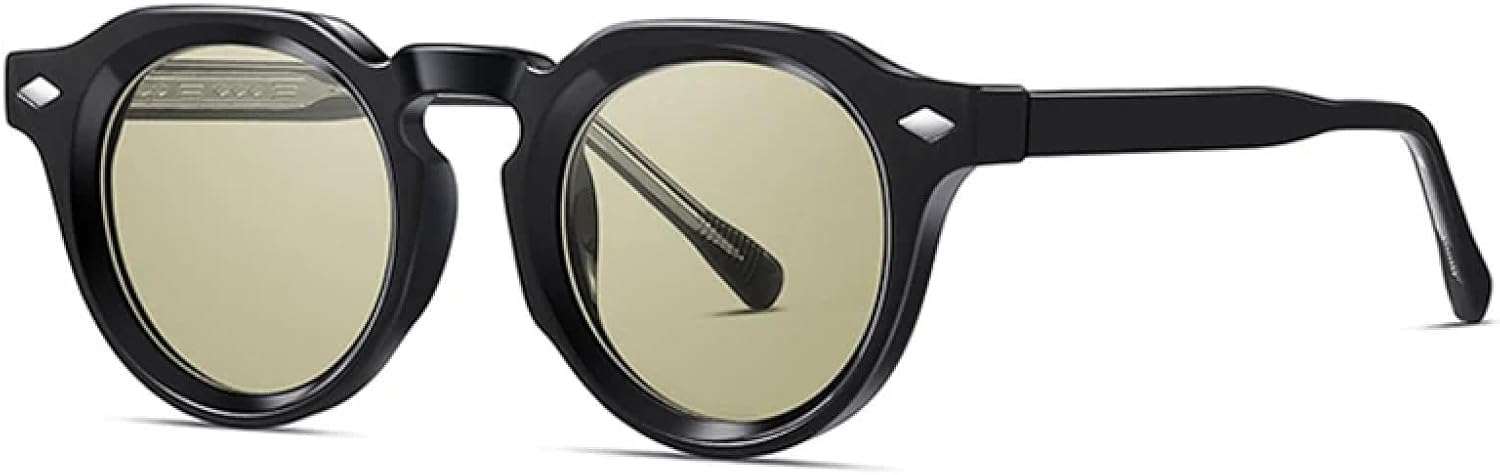 

Круглые женские солнцезащитные очки сине-зеленого цвета с защитой от УФ-излучения UV400, мужские солнцезащитные очки в стиле панк с заклепками DSVIGF, Black Olive Green