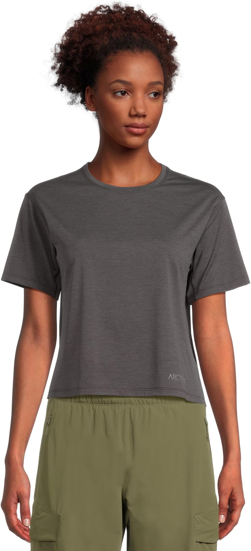 

Женская укороченная кофта Taema с коротким рукавом и логотипом Arc'teryx, Black Heather/Graph