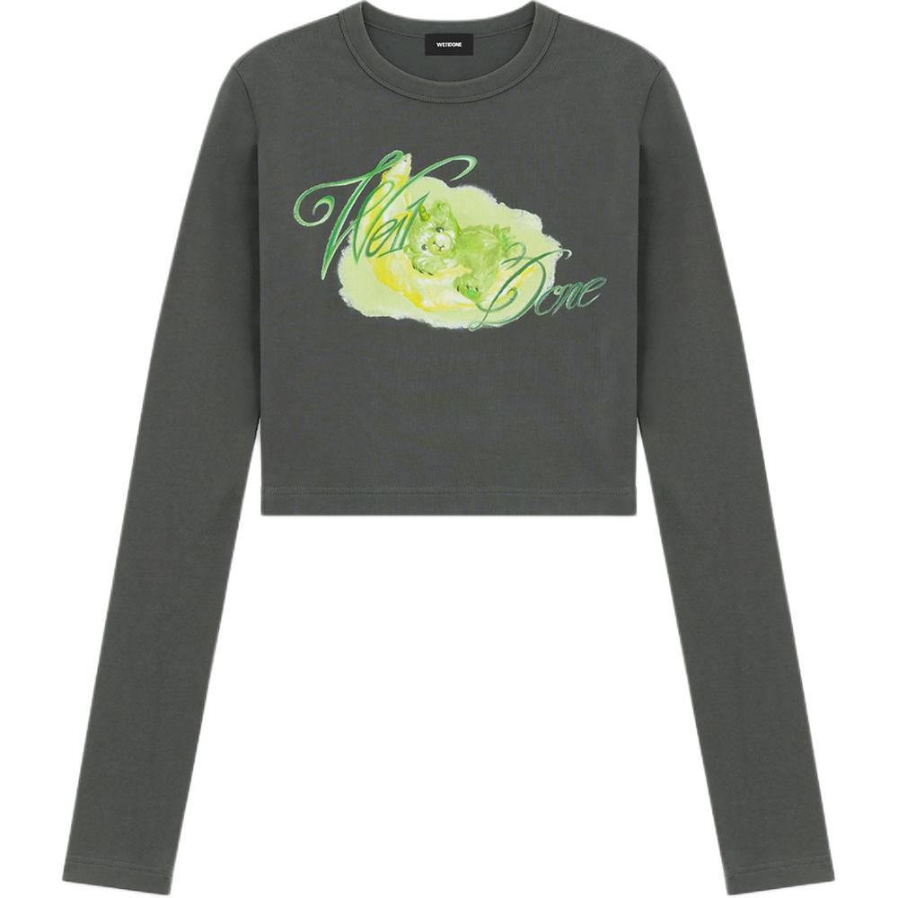 

We11Done Женская футболка угольно-серого цвета с круглым вырезом и прямым кроем