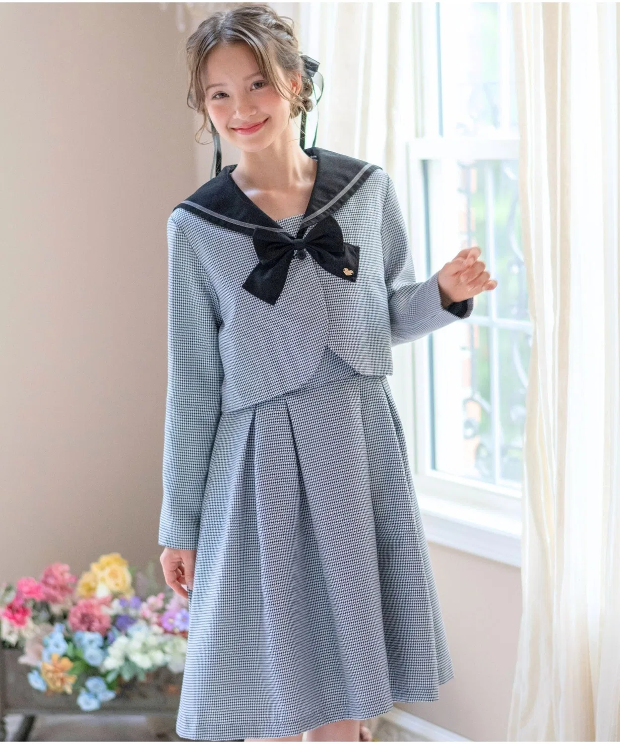 Форменный костюм Sailor Bolero Set Up, клетчатый, черный