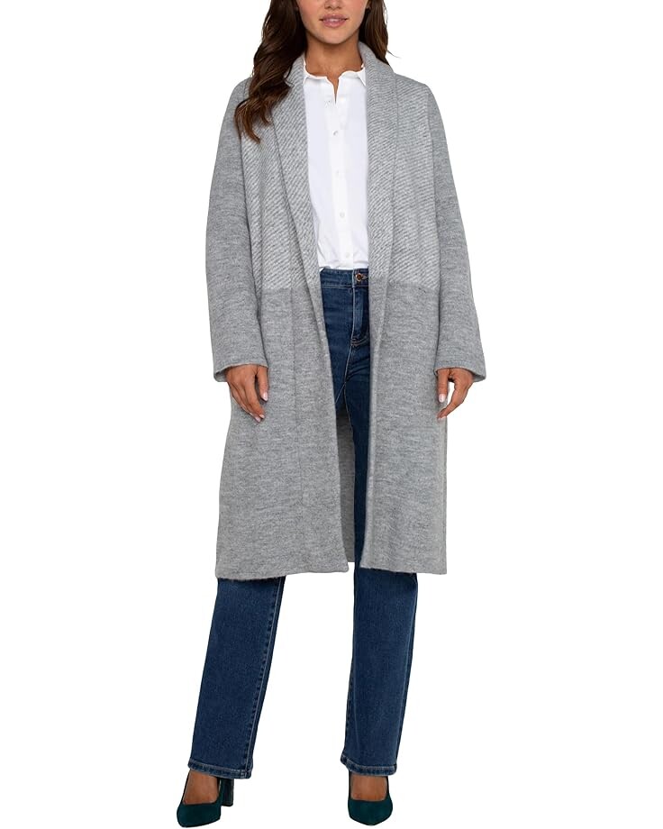 

Свитер Liverpool Los Angeles Long Sleeve Open Front Shawl Sweater Coat, цвет Grey Pattern Block