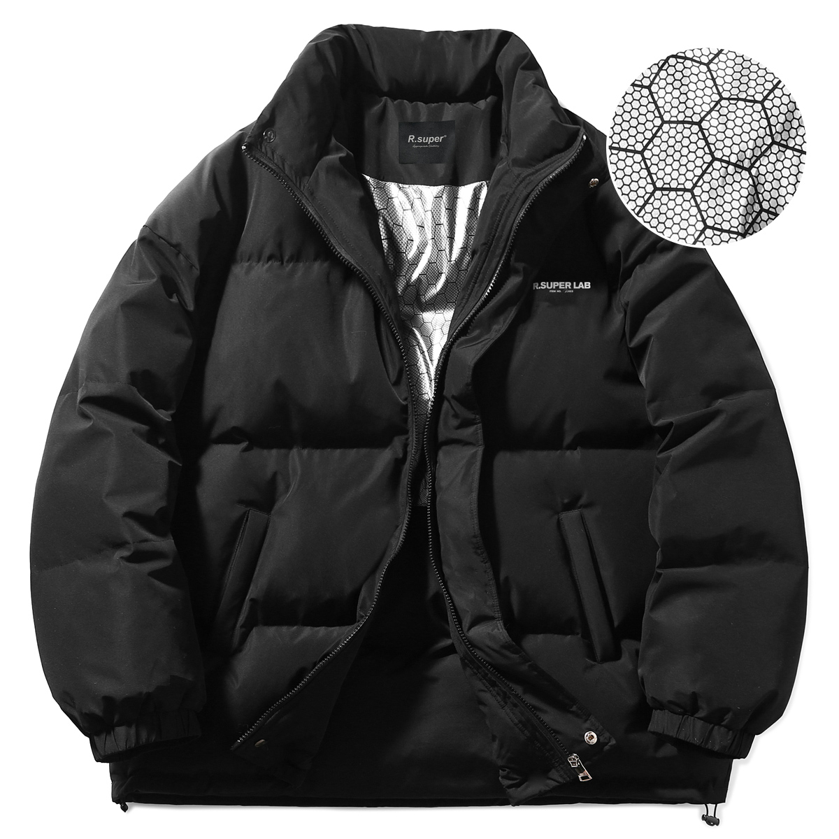 

R.super Пуховик унисекс черный, Black Placket