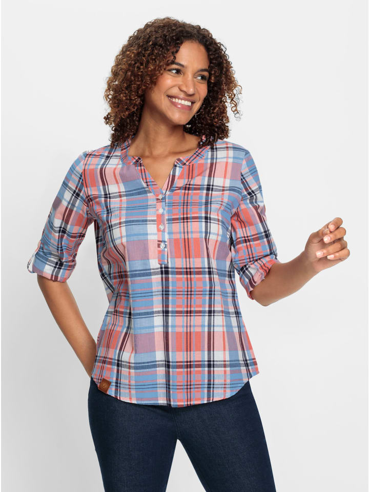 

Клетчатая блузка цвета грейпфрута и небесно-голубого цвета WITT WEIDEN