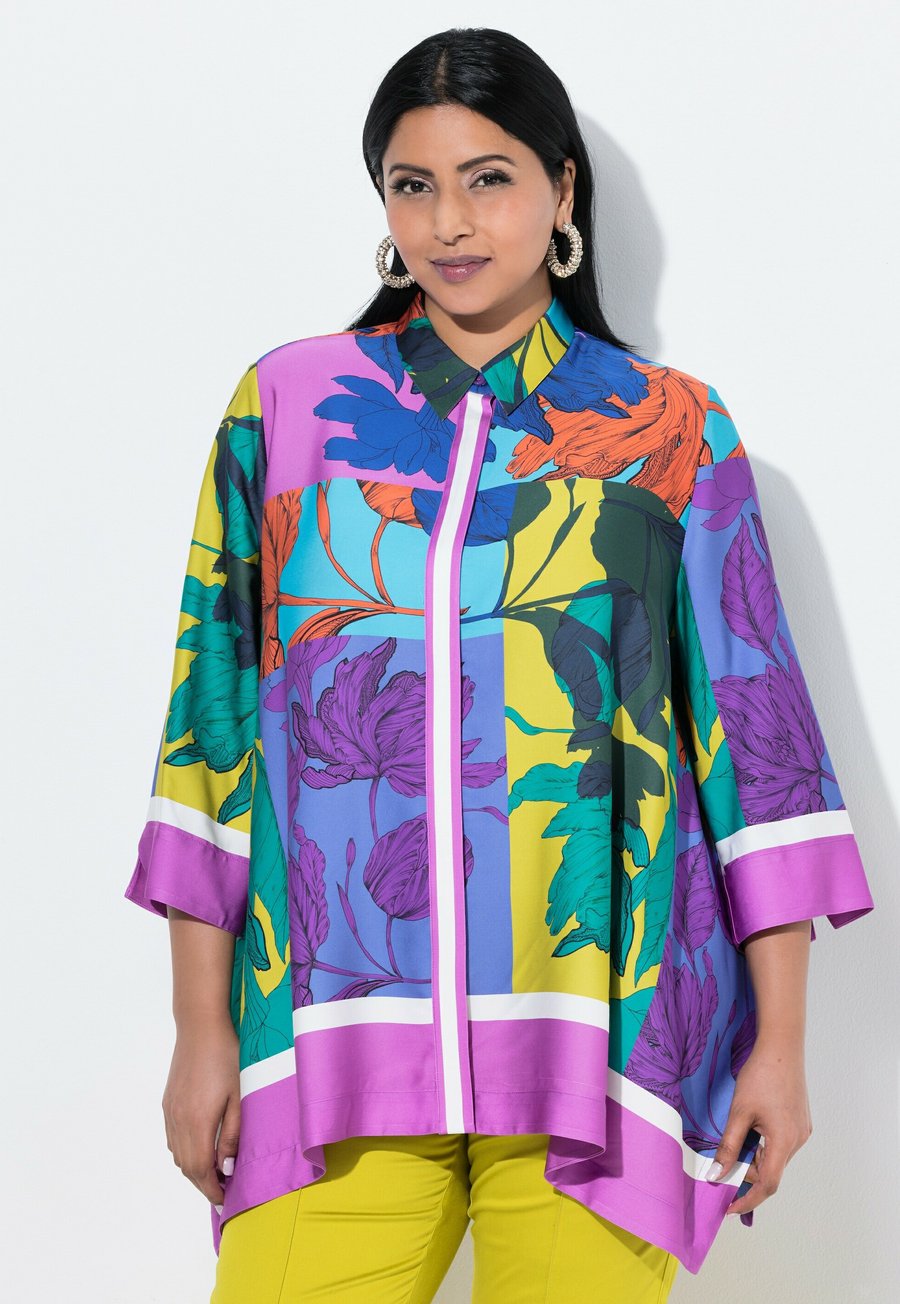 

Блуза Ulla Popken PATCHWORK LEAF, Fuchsia/Multi-Coloured