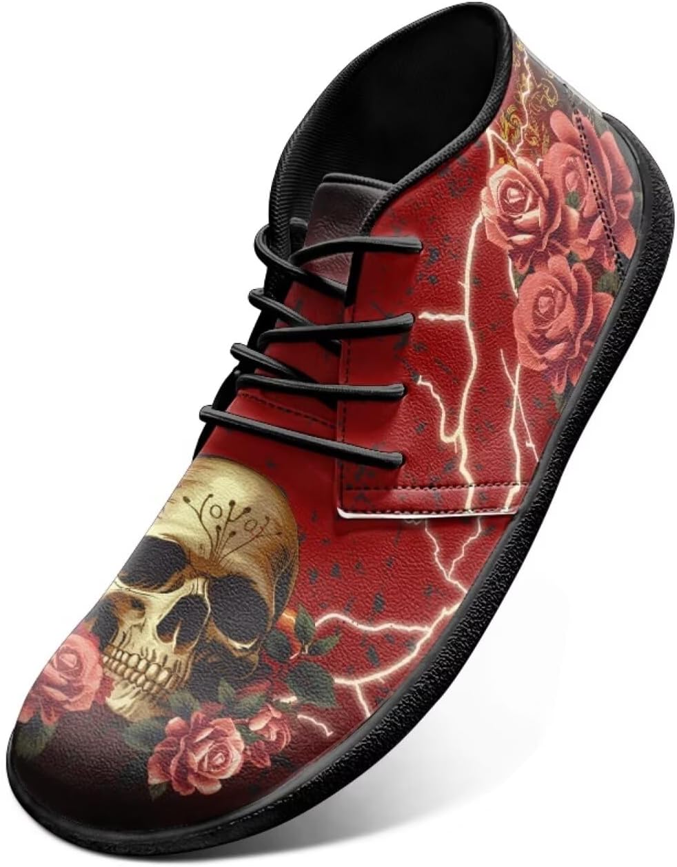 

Мужские кроссовки Jeiento Barefoot, ботинки босоногого типа с черепами и цветочным принтом, с широкой носковой частью, воздухопроницаемые, противоскользящие, красный