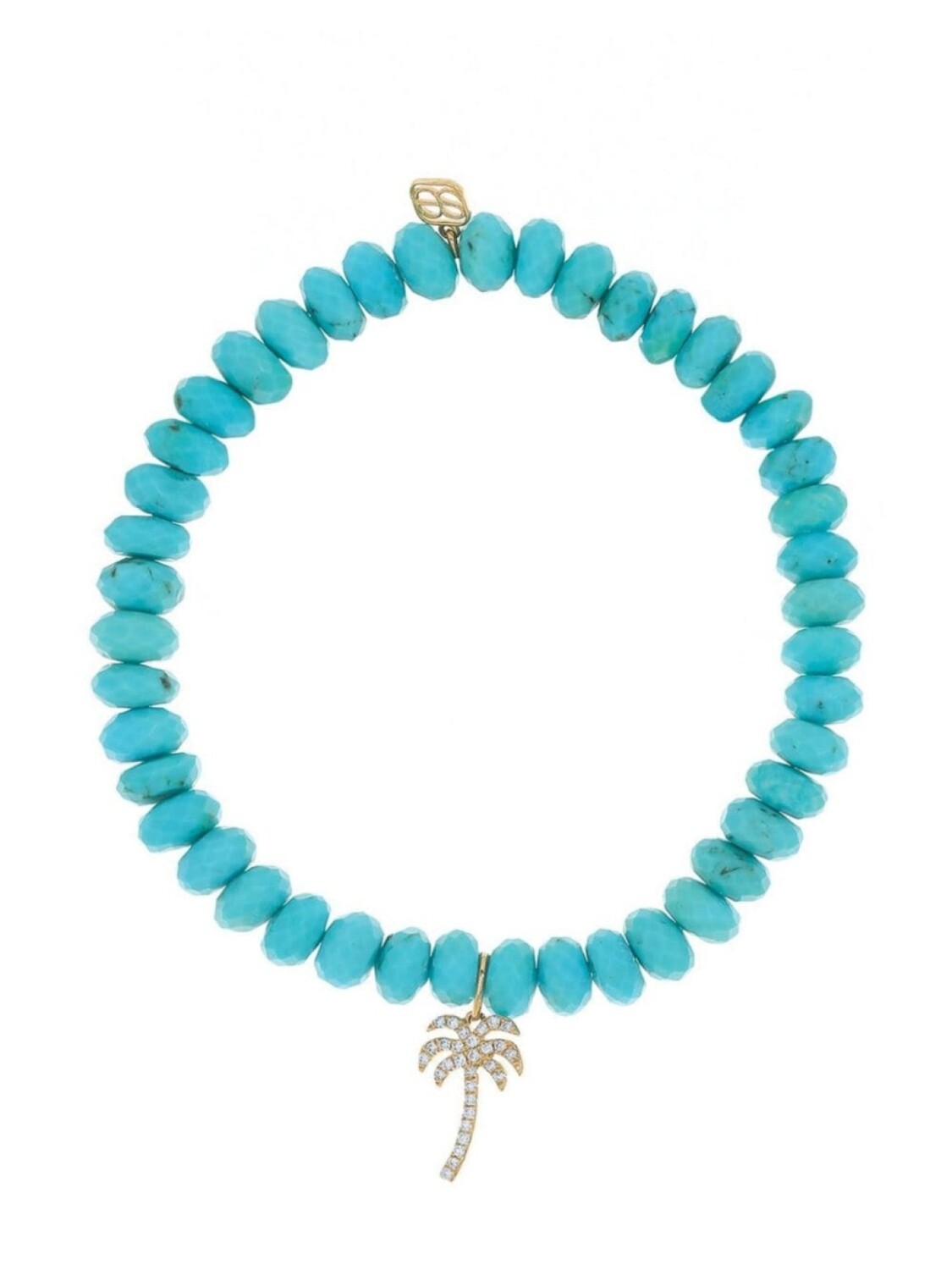 

Браслет из желтого золота 14 карат с подвеской в виде пальмы, бирюзой и бриллиантами Sydney Evan, золотой