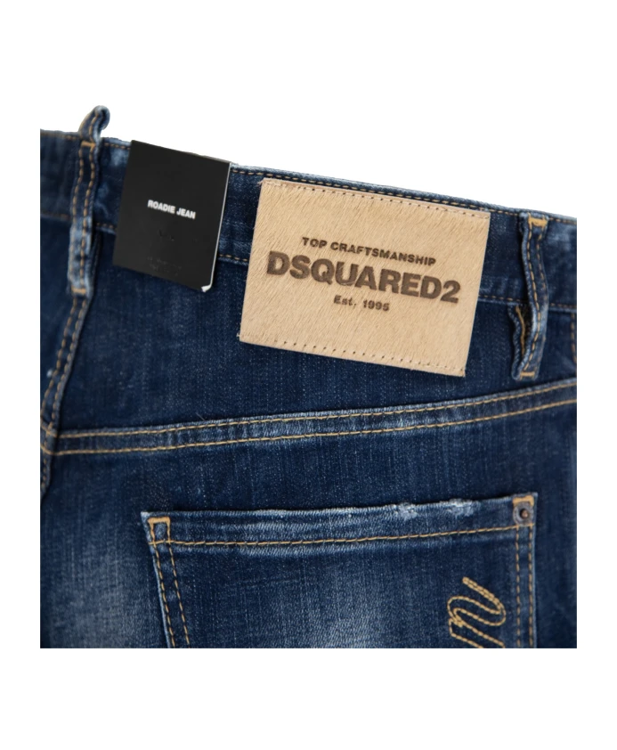 Мужские джинсы на пуговицах с кожаной нашивкой Dsquared2, синий — фото 3