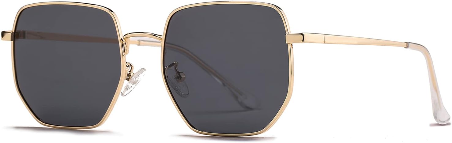 

Солнцезащитные очки HJSTES с большими шестиугольными поляризованными линзами для женщин и мужчин, модные квадратные, с зеркальными линзами и защитой от УФ-излучения, A04 Gold Frame/Black Lens