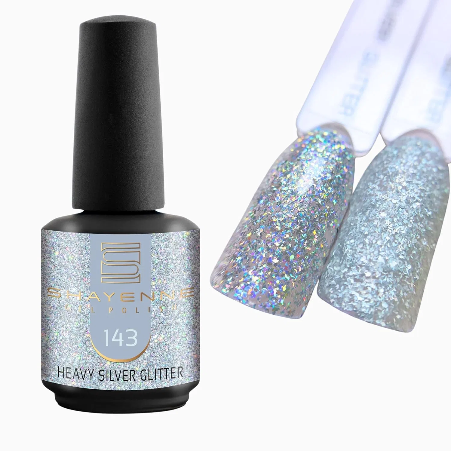 Гель-лак для ногтей SHAYENNE UV/LED, серебристый, 15 мл Shayenne, 143 Heavy Silver Glitter 15Ml — фото 2