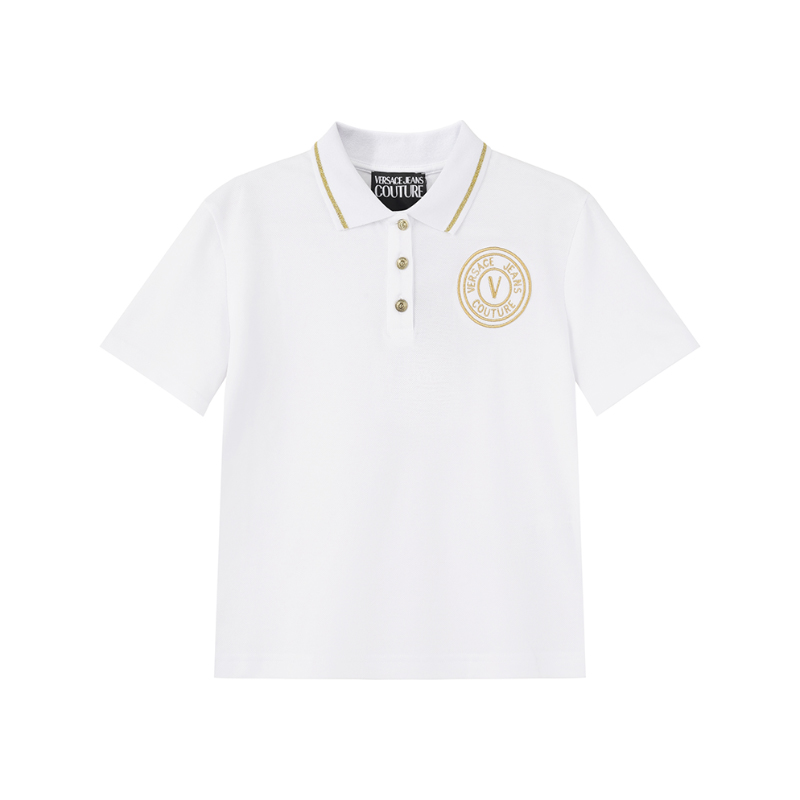 

Поло с коротким рукавом и вышитым логотипом VERSACE JEANS COUTURE, белый
