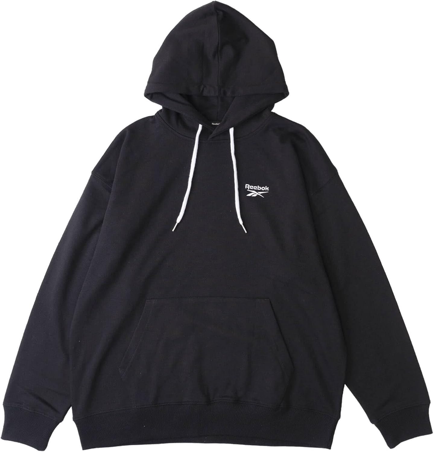 

Толстовка с капюшоном, флисовая подкладка, длинные рукава, простая толстовка с капюшоном, теплая, свободного кроя, унисекс, для взрослых Reebok, черный