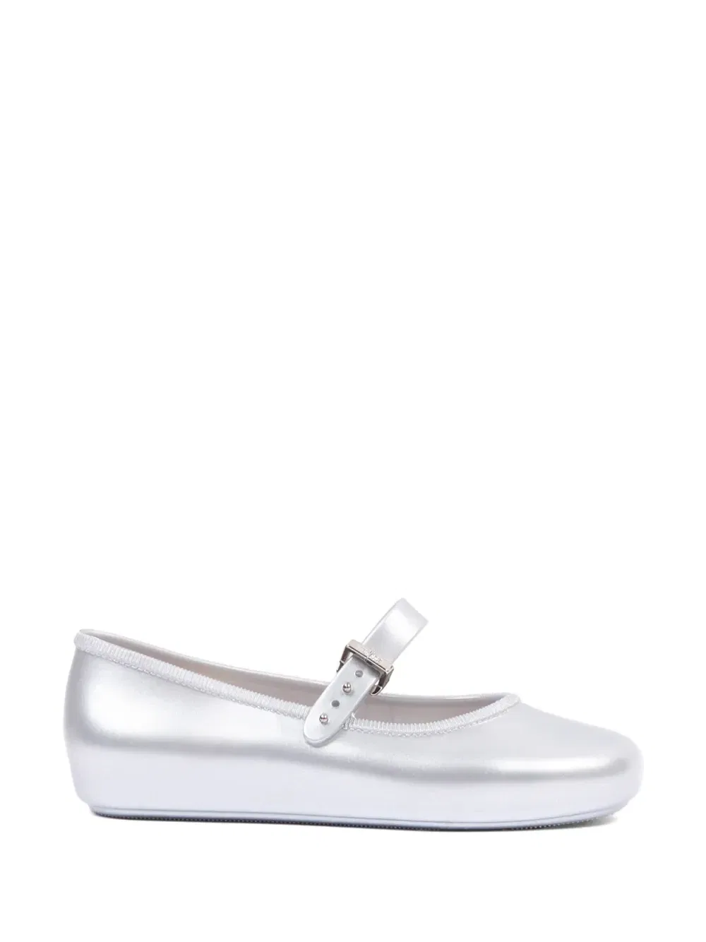 Мягкие балетки на ремешке-липучке Mini Melissa, серебряный — фото 2