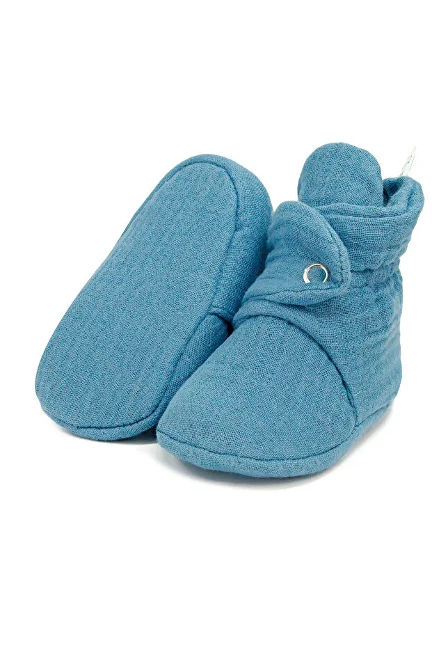 Детские тапочки из муслина с органическим хлопком Ella Bonna, Berrak Blue