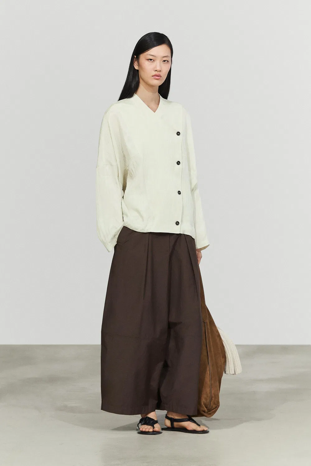 Халат-рубашка Massimo Dutti, свободный халат с пуговицами, пастельно-зеленый — фото 4