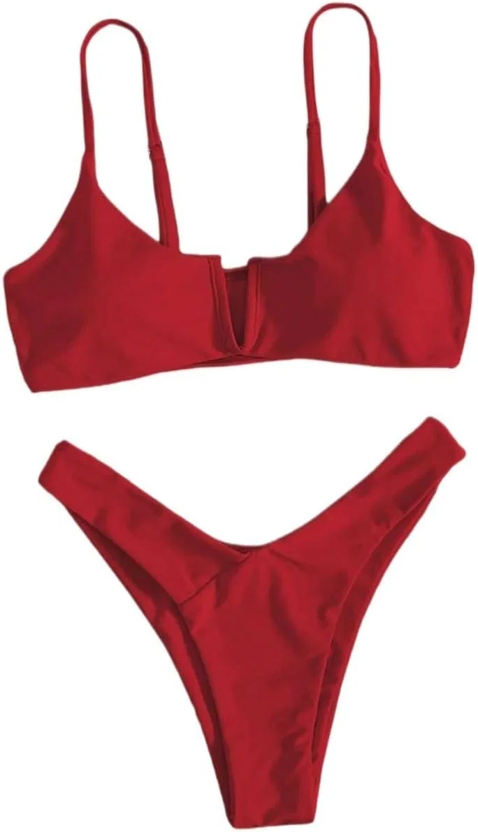 Женский двухкомплектный бикини с высокой талией Cami, Red