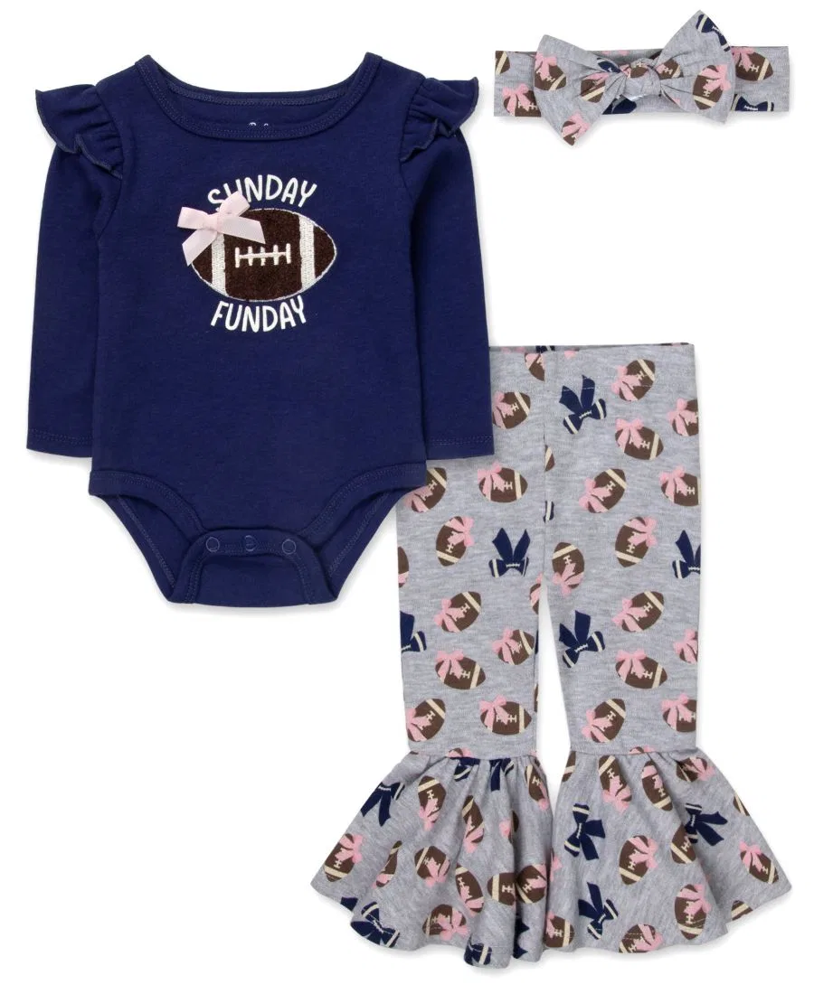 Комплект из боди, брюк и повязки на голову Sunday Funday Baby Essentials, Navy