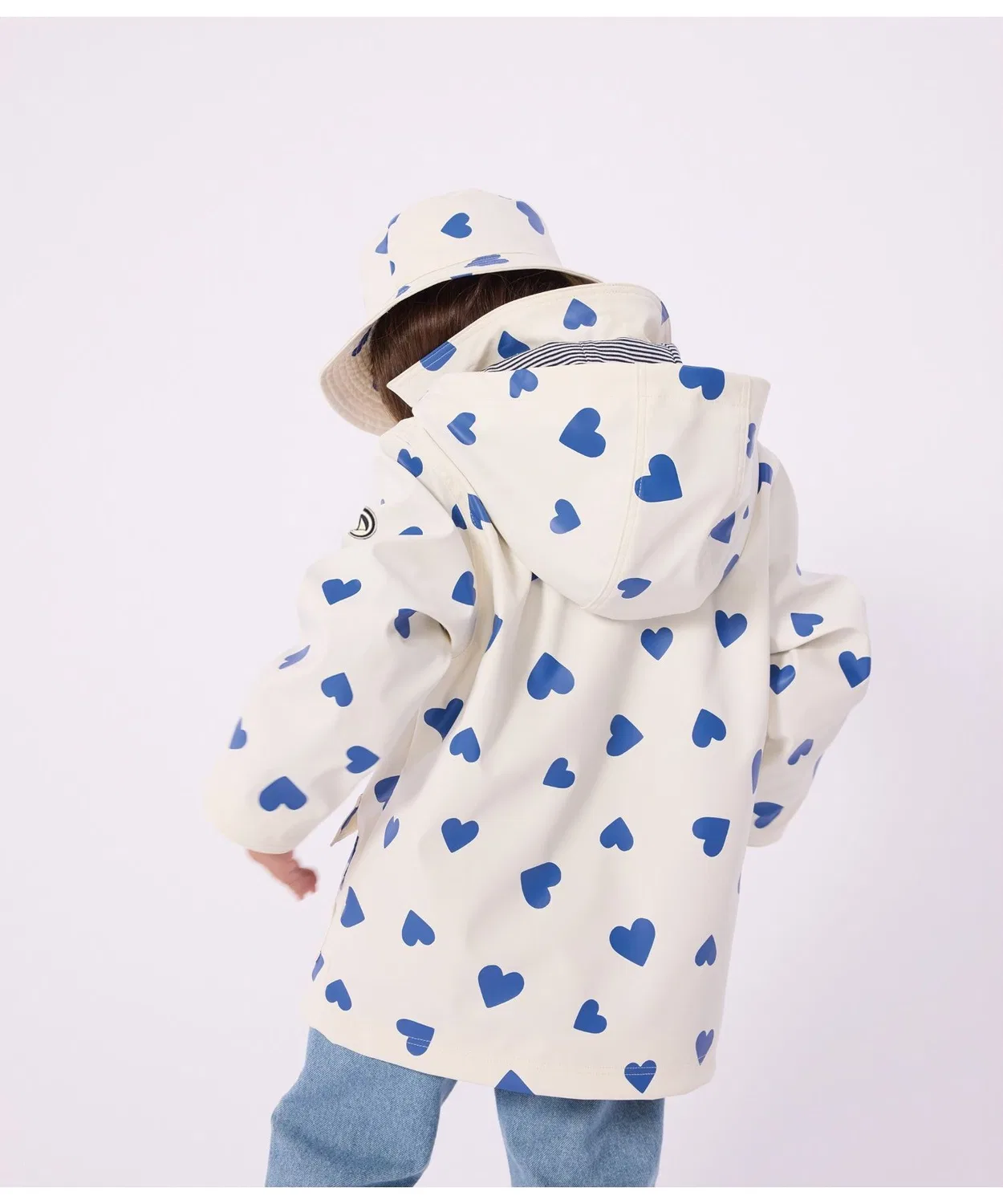 Детская куртка-парка с принтом Heart Print PETIT BATEAU, White/Blue — фото 4