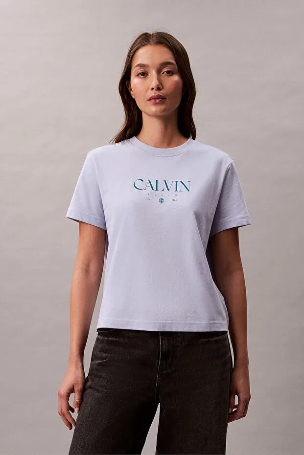 Женская хлопковая футболка с коротким рукавом Calvin Klein, Purple
