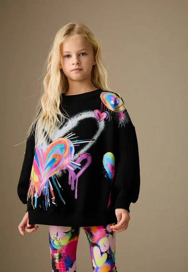 Комплект из свитшота и брюк, хлопок, Set, Next Graffiti Heart, черный — фото 2