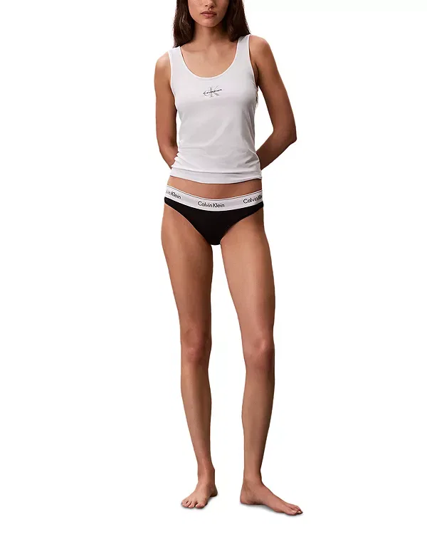 Женская майка-топ из хлопка с эластаном Calvin Klein, Classic White — фото 2