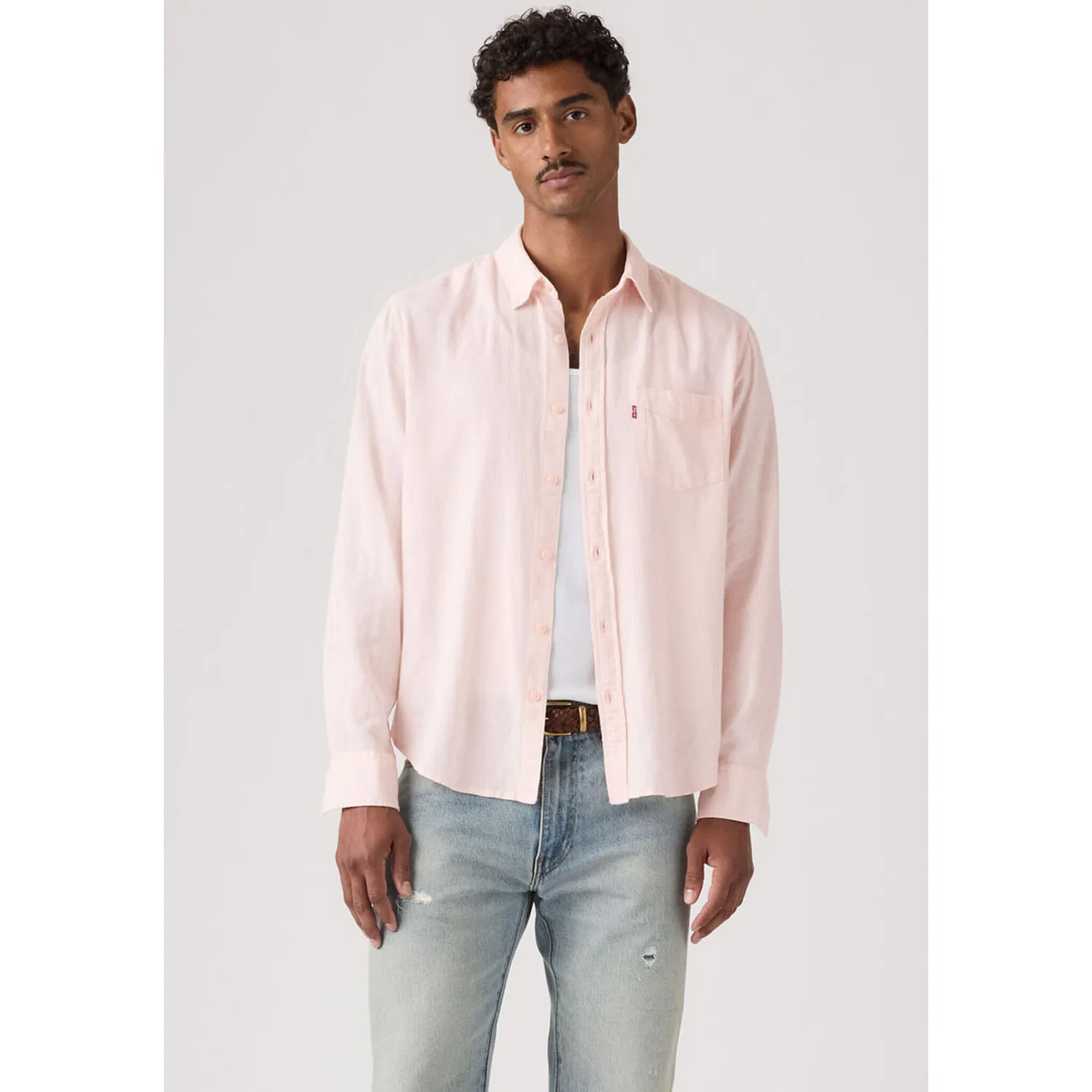 Мужская джинсовая рубашка с длинным рукавом Levi's, Crystal Pink Cotton Linen