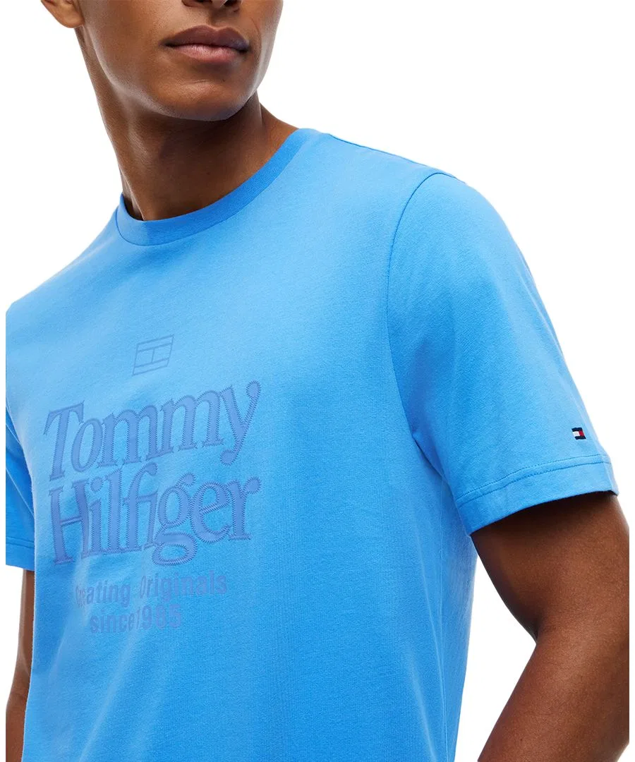 Футболка с графическим принтом Front Text Seasonal Tommy Hilfiger, Blue Spell — фото 3
