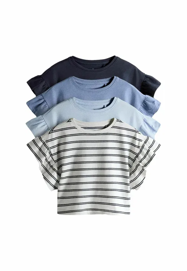 Футболки, комплект 4 шт, хлопок, Basic T-shirt, The Set, Navy Blue, Ecru Stripe, темно-синий