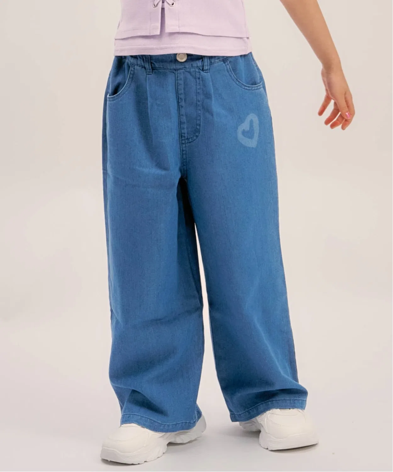 Детские джинсовые широкие брюки с принтом и вышивкой Minimal, Blue
