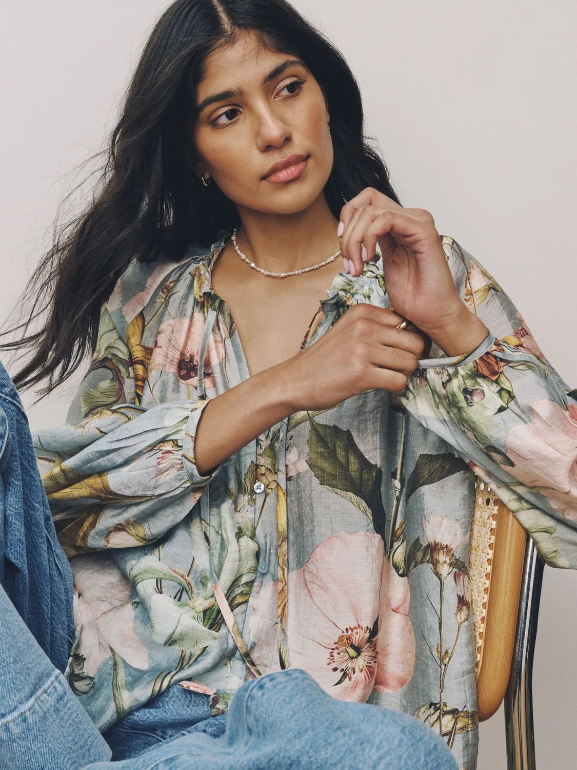 Блуза с цветочным принтом, Blue Floral Print Next, синий