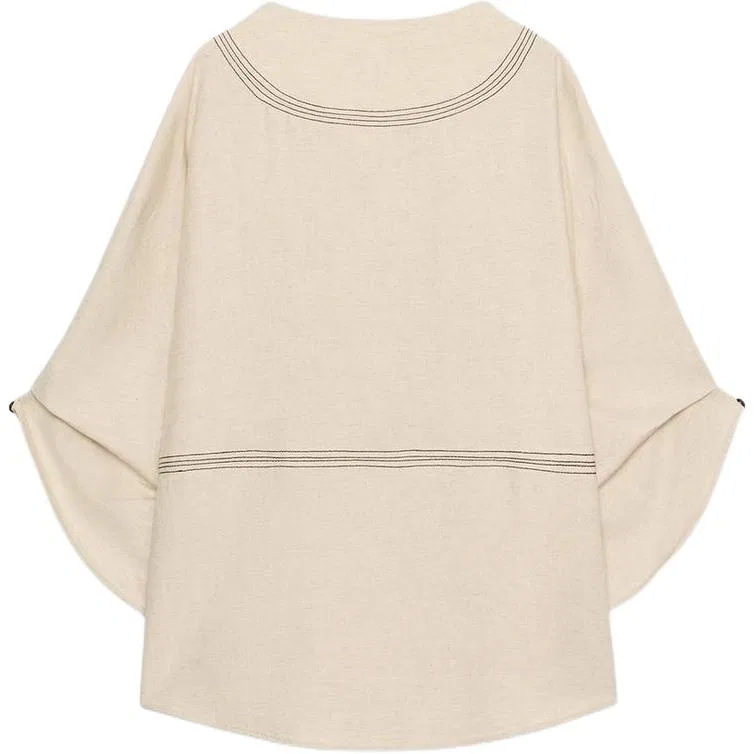 Женская рубашка с V-образным вырезом Light Beige, ZARA — фото 3