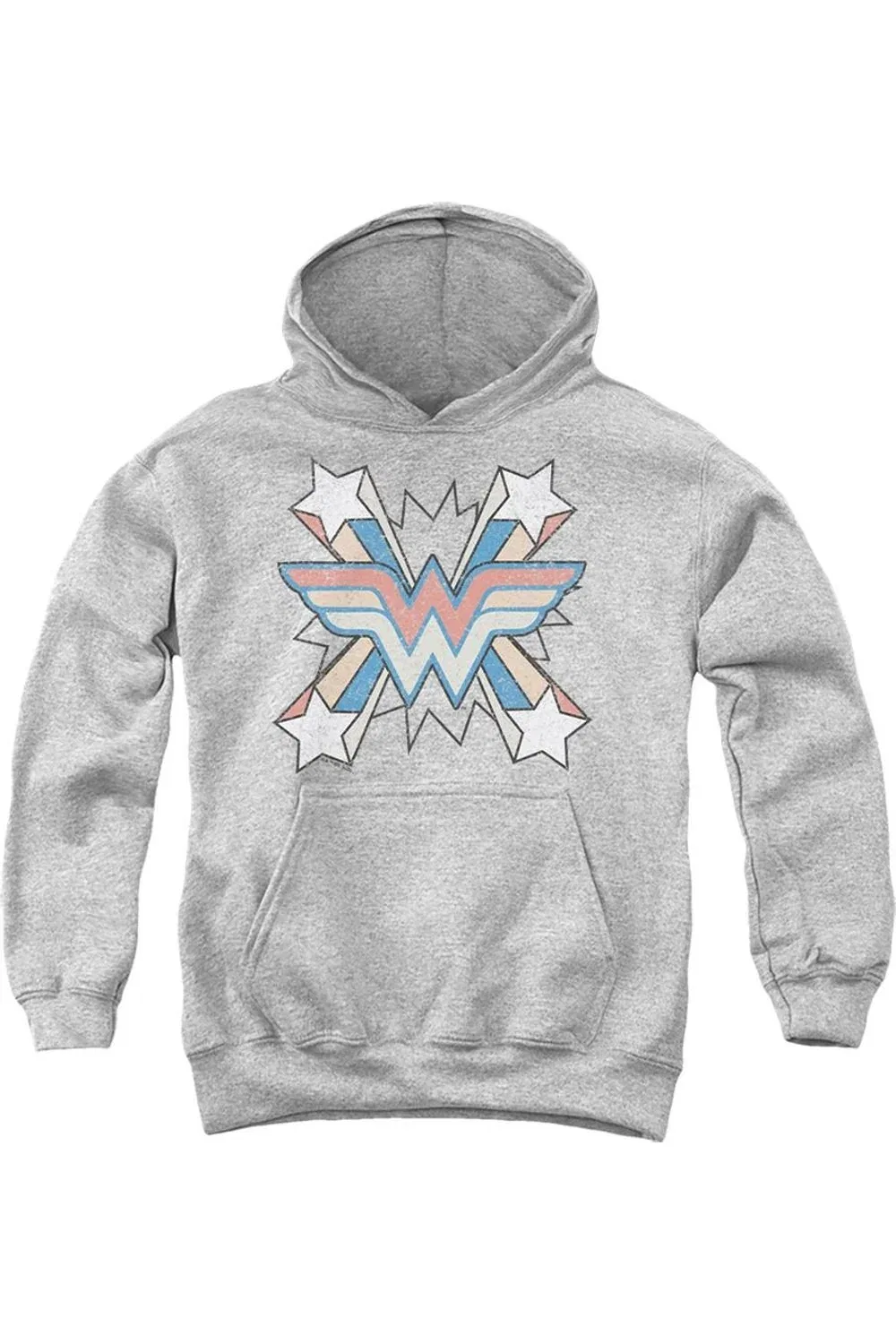 Детское худи с капюшоном Wonder Woman Burst Gildan, Athletic Heather