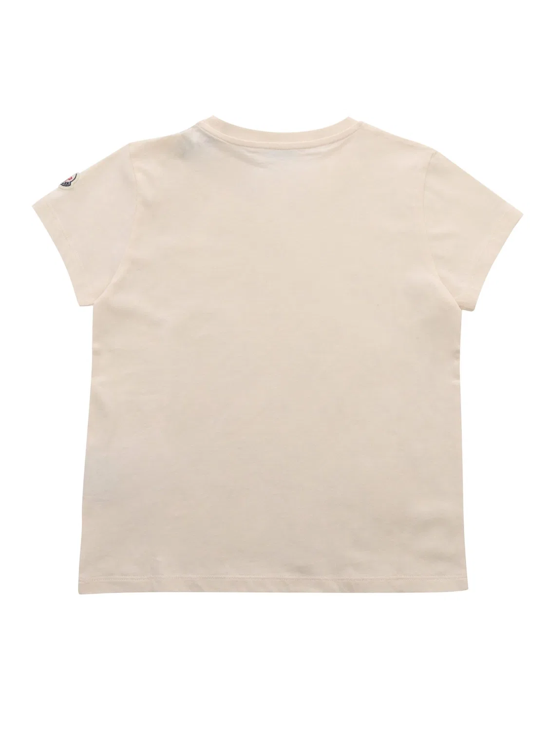 Футболка хлопковая с кристаллами Girls Crystal Logo Cotton Moncler, Cream — фото 2