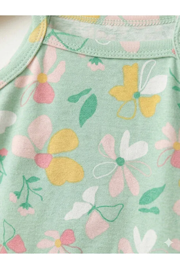Детское боди для девочек с цветочным принтом For My Baby, Water Green — фото 4