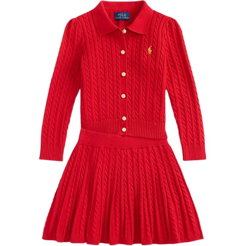 Детский комплект для девочек с поло Polo Ralph Lauren, RL Red & Gold
