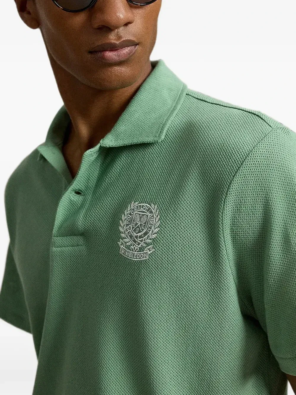 Рубашка-поло с вышивкой Wimbledon Polo Ralph Lauren, зеленый — фото 4