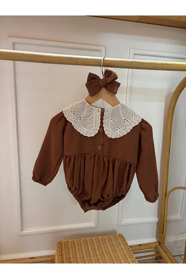 Детское боди-комбинезон для девочек хлопковый Lolidenss, Brown — фото 4
