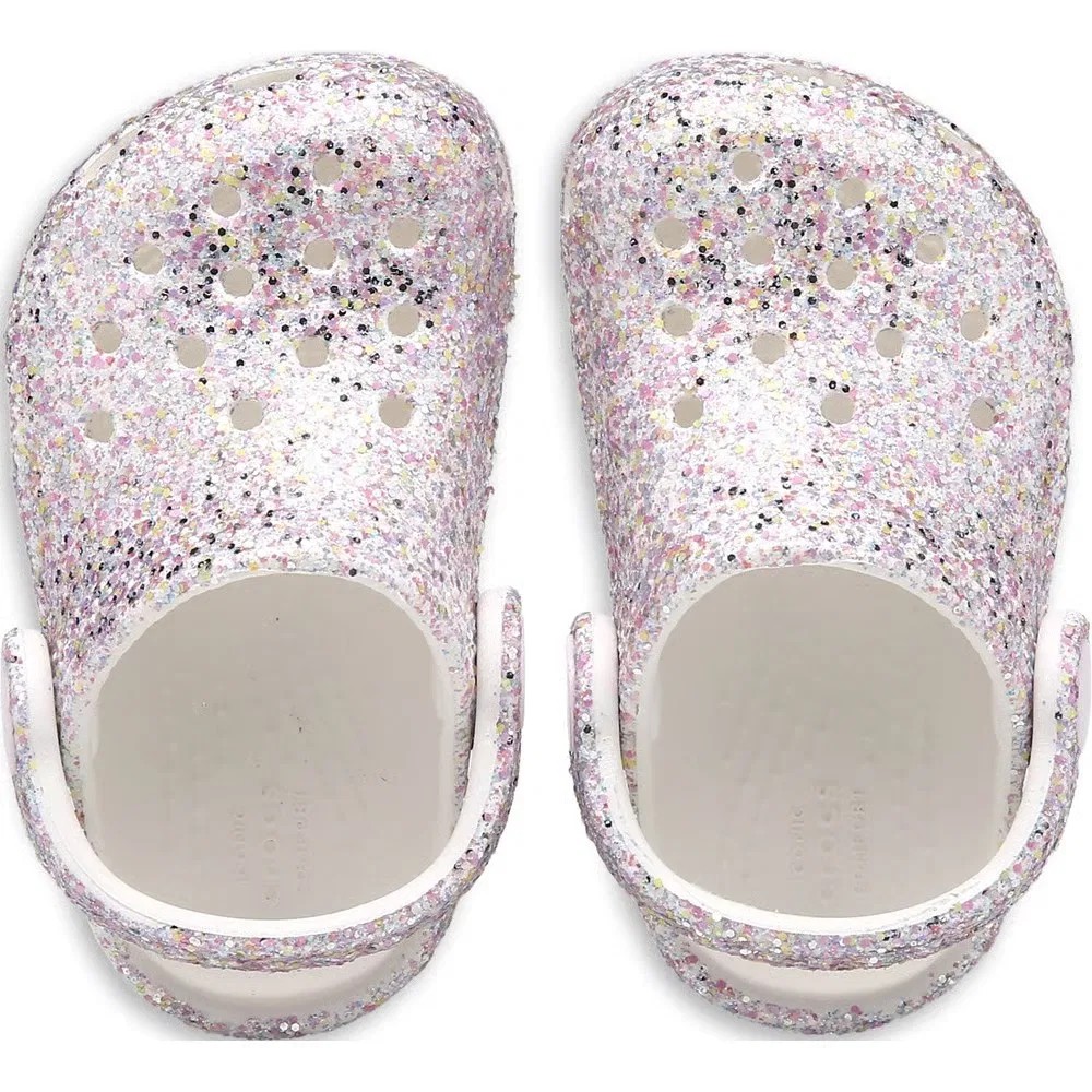 Детские классические сабо с блестками для малышей Crocs, White Glitter — фото 4