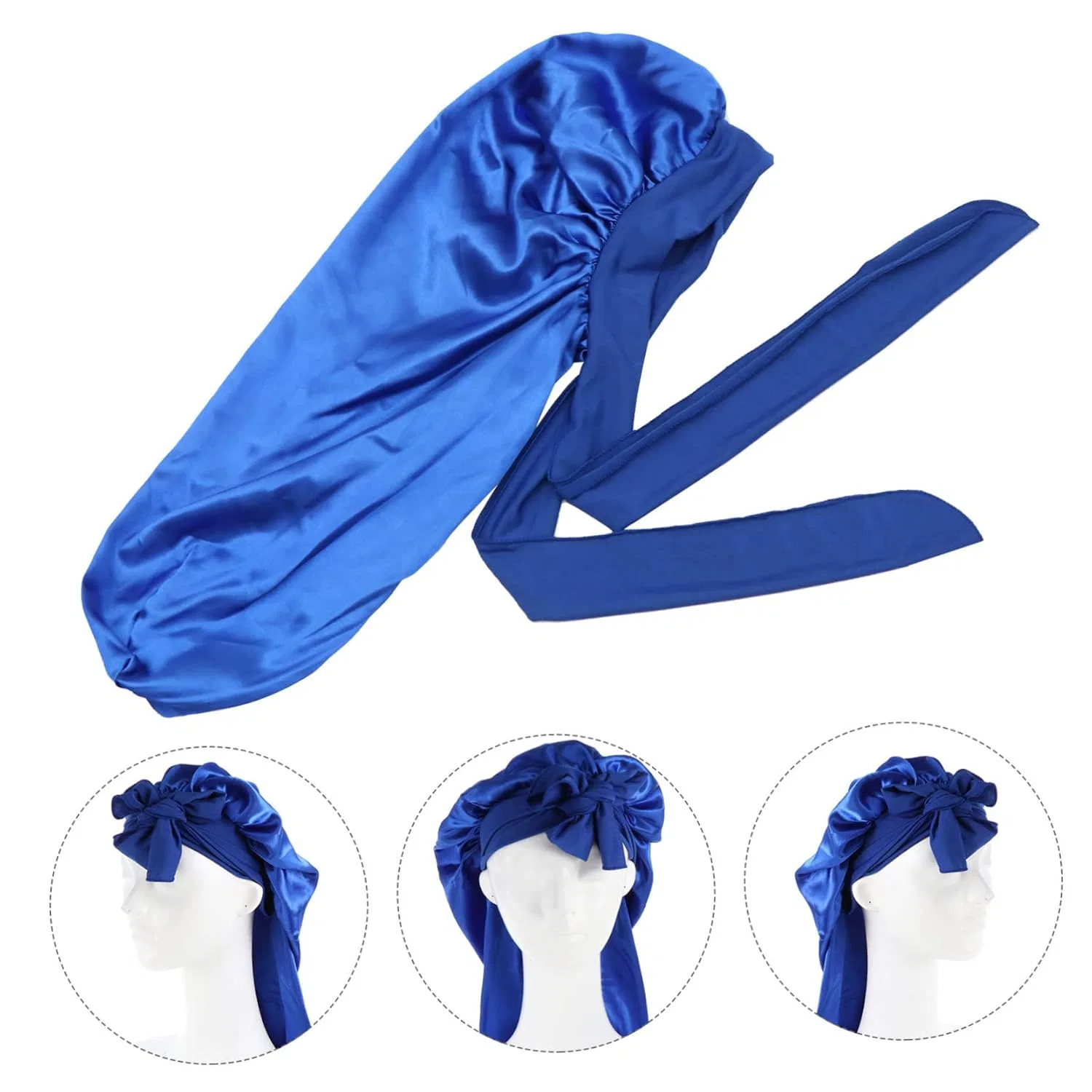 Шапочка для душа атласная 3 шт, FRCOLOR, 70x32 см, Royal blue — фото 2