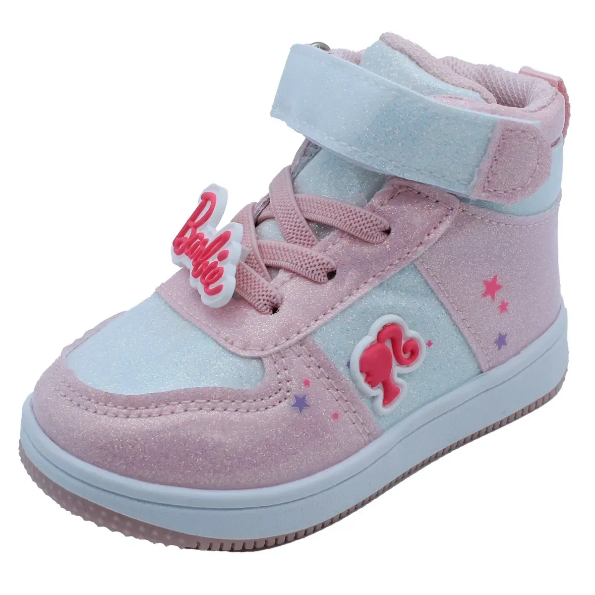 Детские кроссовки для девочек высокие Barbie, Light Pink Glitter Barbie