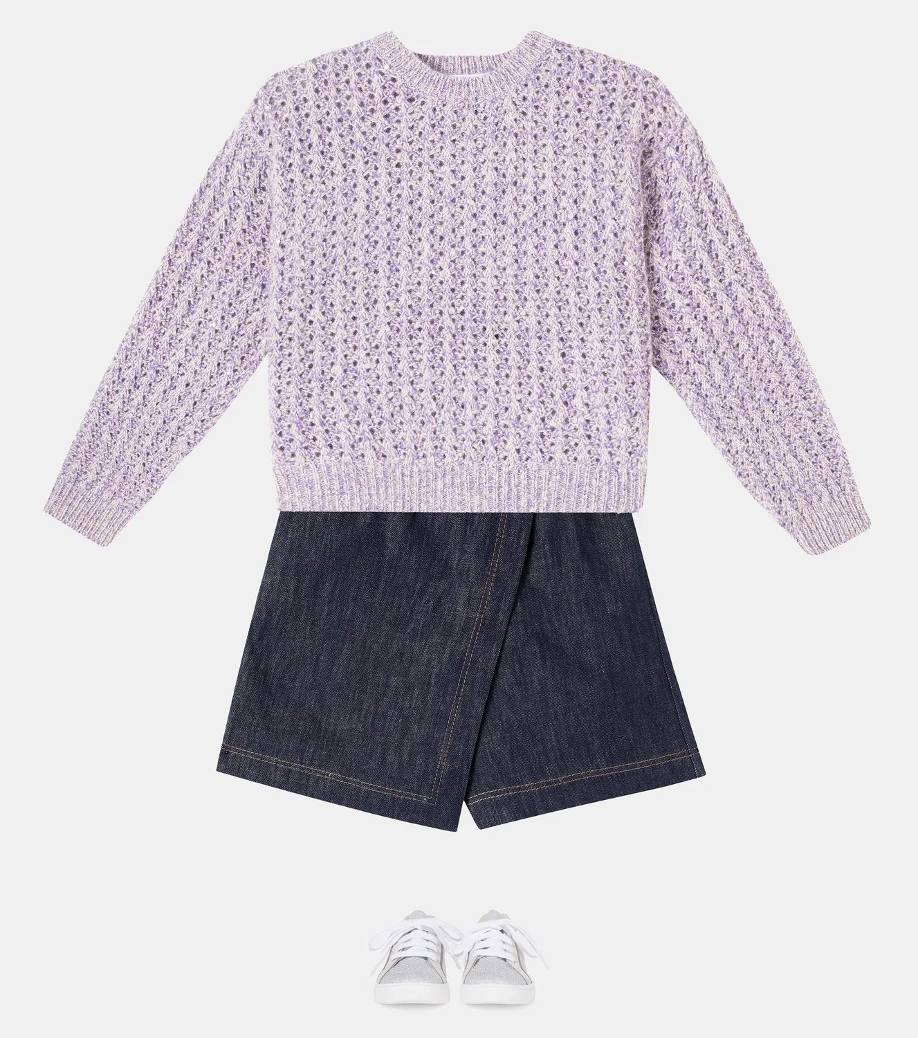 Свитер из шерсти и кашемира Brunello Cucinelli Kids, фиолетовый — фото 2