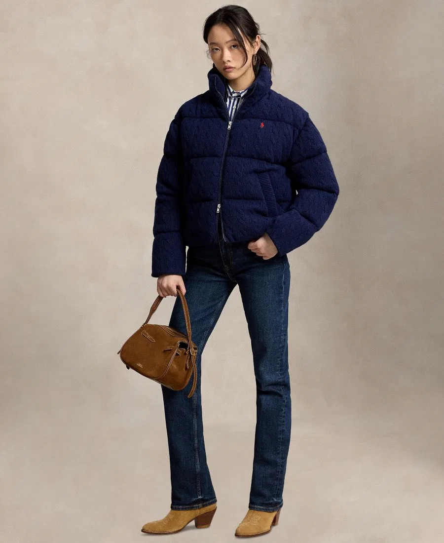Куртка-пуховик с воротником-стойкой, модель Mock-Neck Puffer Jacket Polo Ralph Lauren, Spring Navy Heather — фото 2
