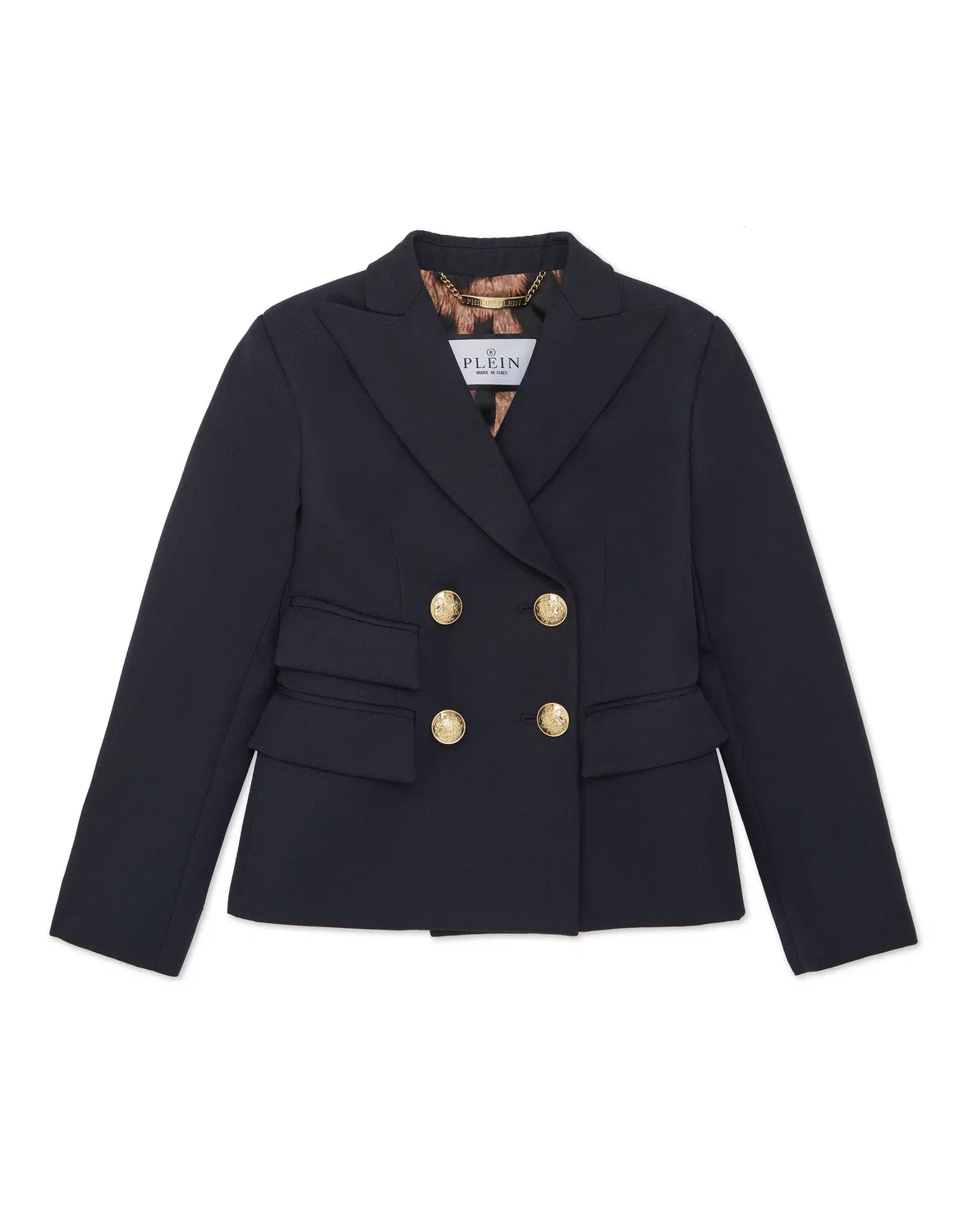 Детский жакет для девочек из шерстяной смеси с двубортным кроем Wool Marine Fit Blazer LS PHILIPP PLEIN, темно-синий